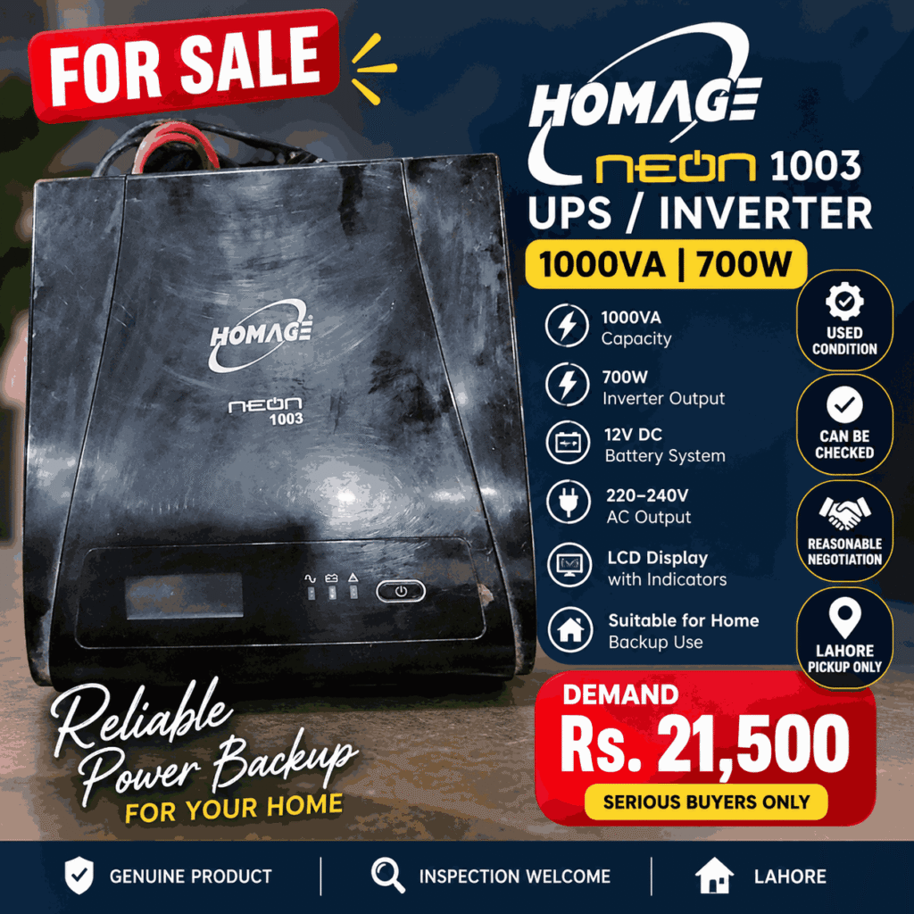 Homage Neon HNE-1003 UPS Inverter 1000VA 700W Lahore - photo 3