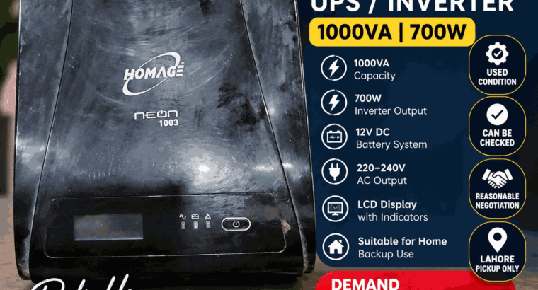 Homage Neon HNE-1003 UPS Inverter 1000VA 700W Lahore