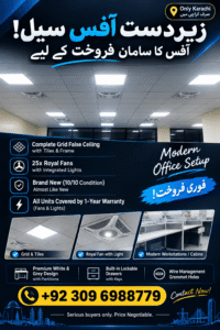 Complete Office Clearance Sale – 25 Royal Fans + Workstations + False Ceili