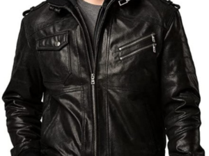 Genuine Black Leather Jacket for Men | Motorcycle Biker Removable Hood