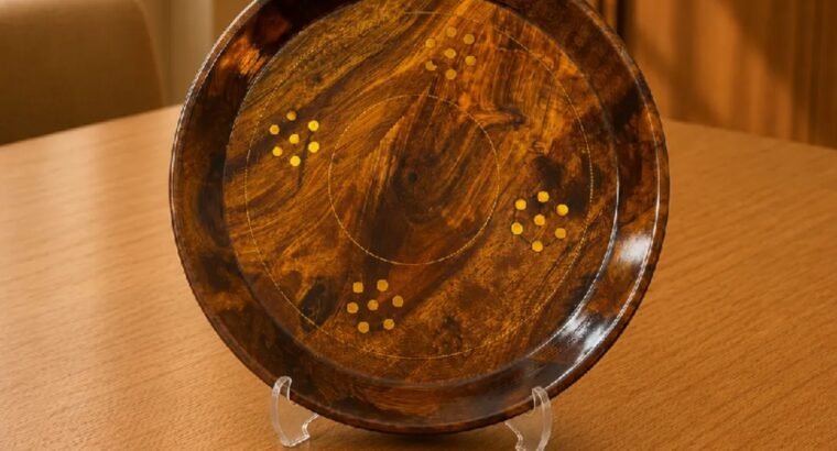 Premium Wooden Round Serving Tray Set – 3 Pieces | Decorative and Serving