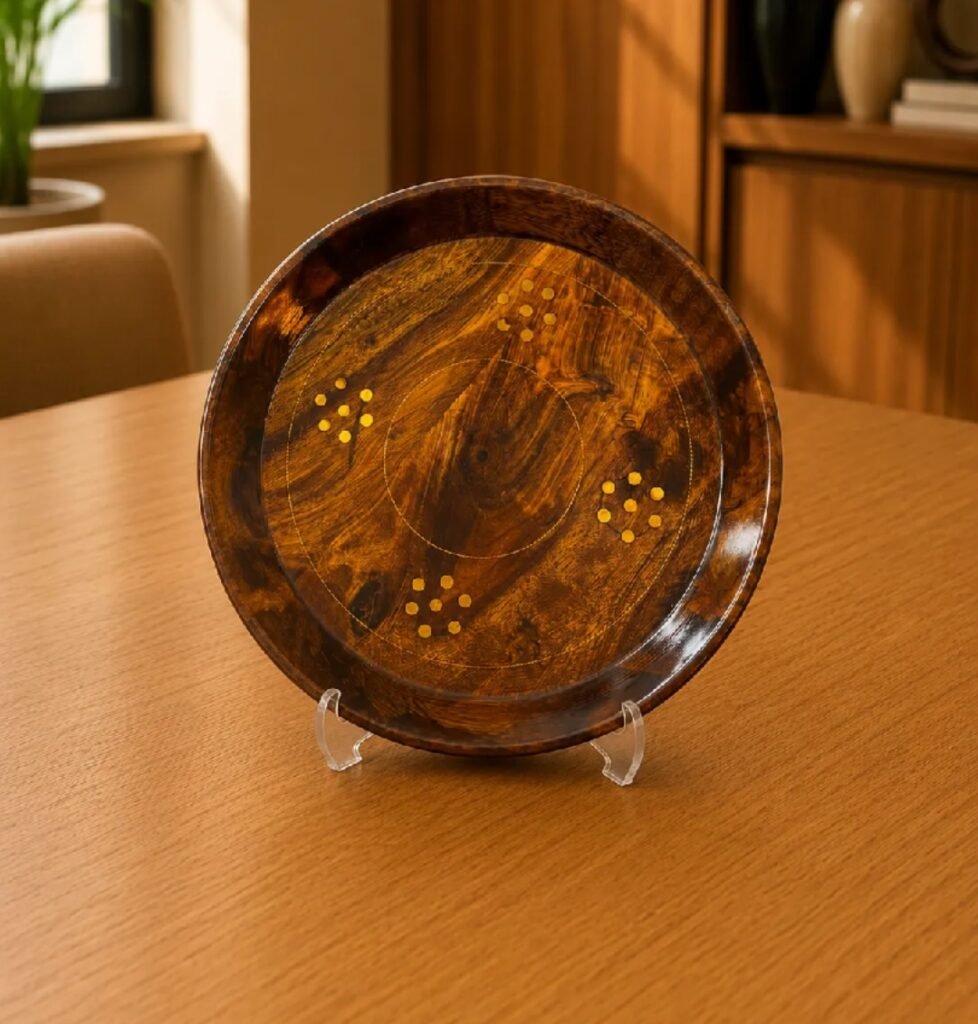 Premium Wooden Round Serving Tray Set – 3 Pieces | Decorative and Serving - photo 2