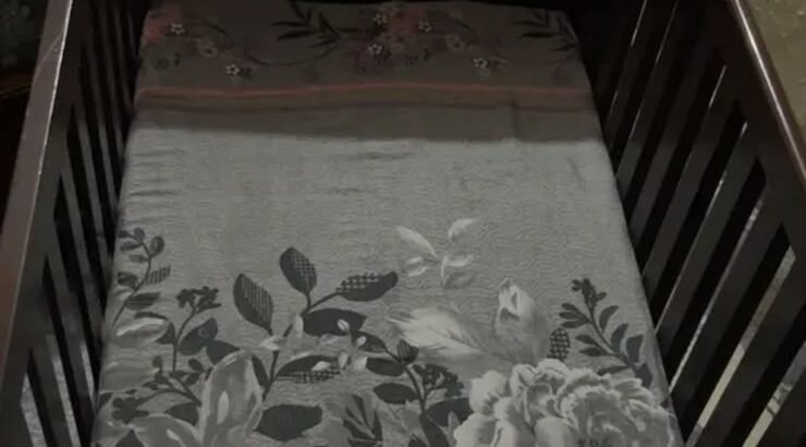wooden baby cot with matress