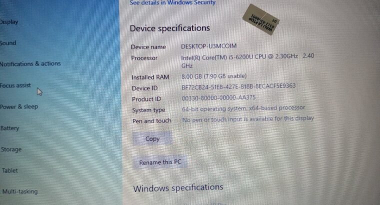 HP PROBOOK Intel i5 6th generation