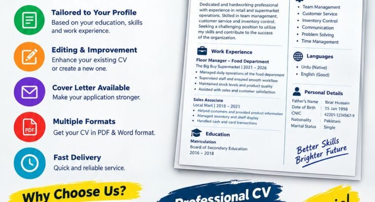 Professional CV/Resume Writing & ATS-Friendly CV