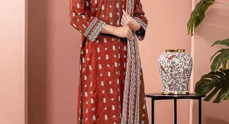 Edenrobe 3PC Red Suit Code 35240 Unstitched