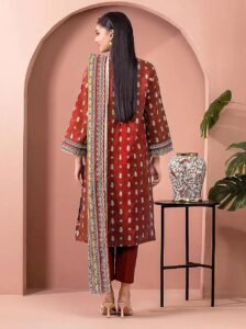 Edenrobe 3PC Red Suit Code 35240 Unstitched