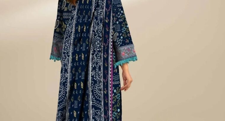 Sapphire 3 Piece Navy Blue Printed Linen Suit – Fancy Shirt with Doria