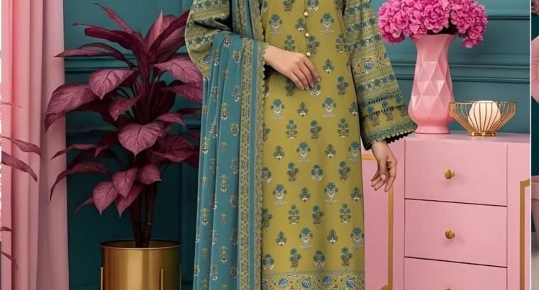 Jofa Print Mustard Yellow 3 Piece Printed Lawn Suit with Teal Dupatta