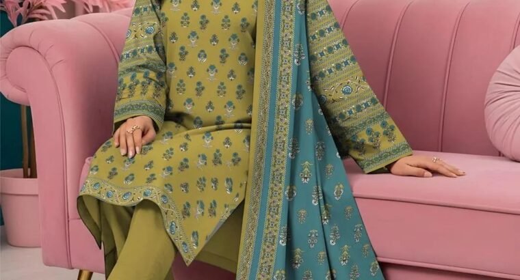 Jofa Print Mustard Yellow 3 Piece Printed Lawn Suit with Teal Dupatta