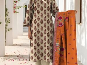 COCO Prints Off-White 3 Piece Printed Lawn Suit with Mustard Fancy Voi