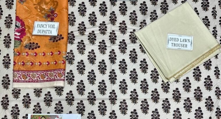 COCO Prints Off-White 3 Piece Printed Lawn Suit with Mustard Fancy Voi