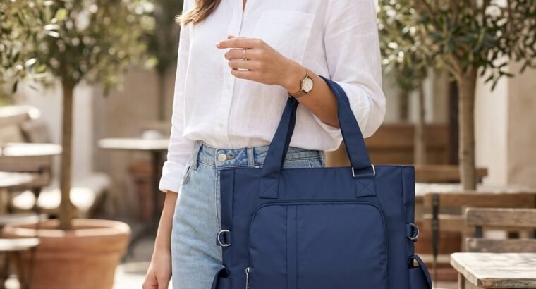 Women’s Blue Nylon Shoulder Bag Big Capacity Adjustable Strap
