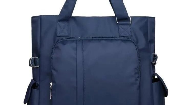 Women’s Blue Nylon Shoulder Bag Big Capa...
