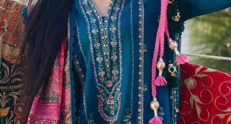 Hussain Rehar Teal Embroidered 3PC – Article 758168
