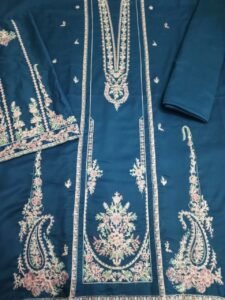 Hussain Rehar Teal Embroidered 3PC – Article 758168