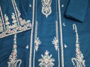 Hussain Rehar Teal Embroidered 3PC – Article 758168