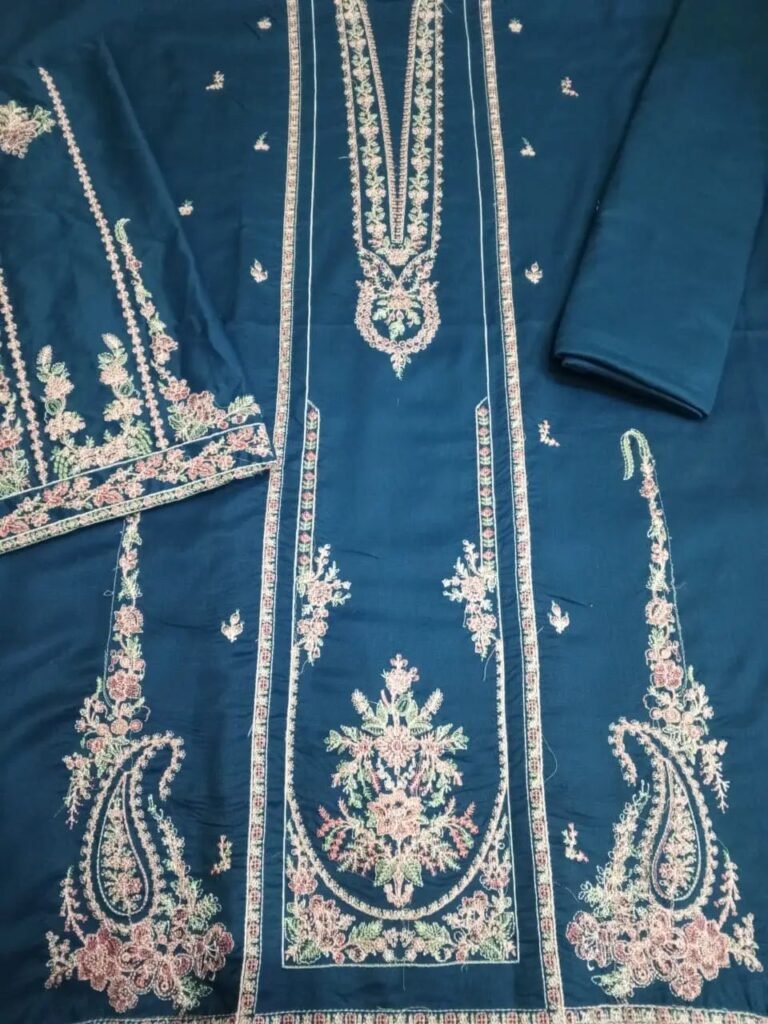Hussain Rehar Teal Embroidered 3PC – Article 758168