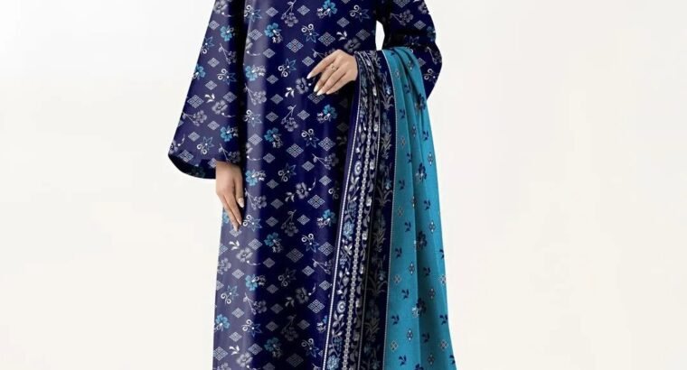 Sapphire Blue Printed Khaddar 3PC – Vol 17 – Adana Design