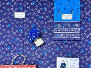 Sapphire Blue Printed Khaddar 3PC – Vol 17 – Adana Design