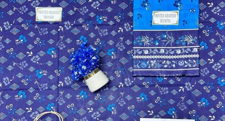 Sapphire Blue Printed Khaddar 3PC – Vol 17 – Adana Design