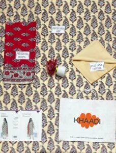 Khaadi Cream Printed Doria Lawn 3PC With Red Voil Dupatta