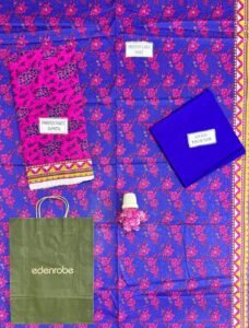 Edenrobe Allure Purple Pink 3PC – Design 170 – Printed Lawn