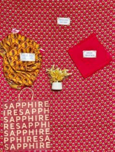 Sapphire Red & Mustard Printed Linen 3PC – Fancy Doria Dupatta