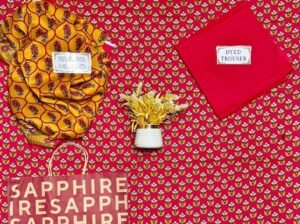 Sapphire Red & Mustard Printed Linen 3PC – Fancy Doria Dupatta
