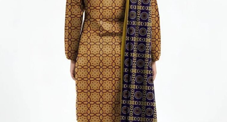 Alkaram Studio Mustard & Royal Blue 3PC Printed Khaddar – Winter Colle