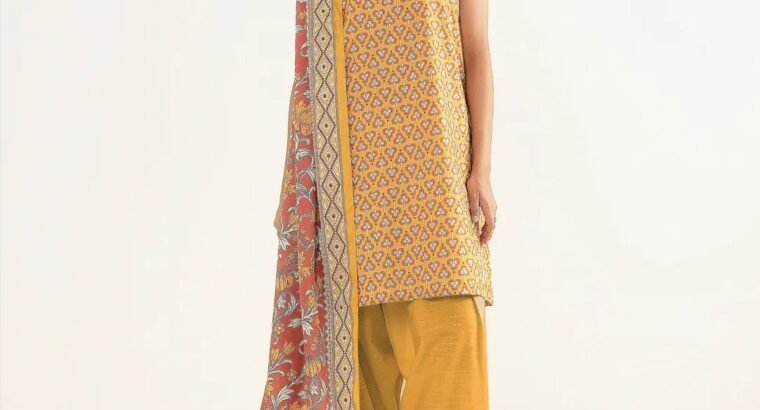 Sapphire Mustard 3PC Printed Doria Lawn – Goche Design Vol 627