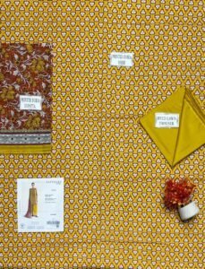 Sapphire Mustard 3PC Printed Doria Lawn – Goche Design Vol 627