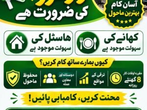 Male Office Workers Required in Islamabad | Hostel & Meals Available