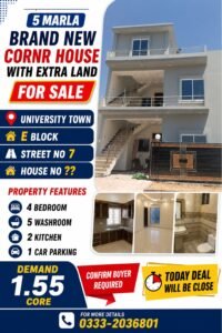 5 Marla Corner House with Extra Land for Sale