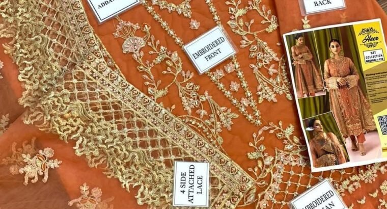 Brand :*ZAHA*Fabric Detail :*Net,Malai**FRONT*• fully heavily Sequenc