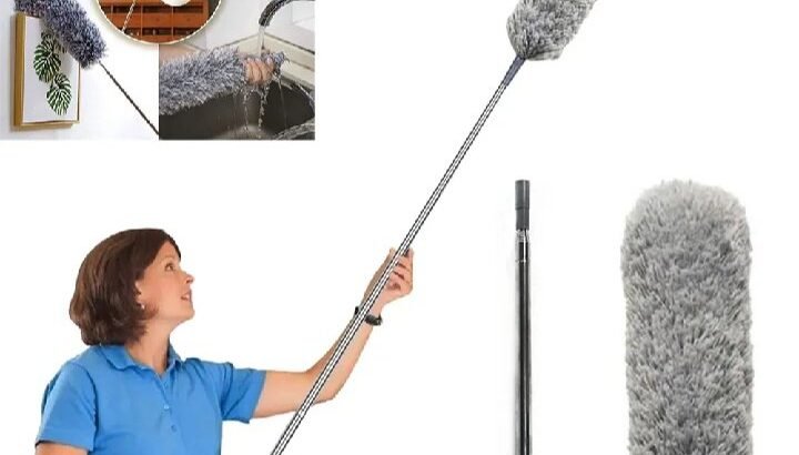 Long Microfiber Duster Extendable Cobweb Duster High Ceiling Brush