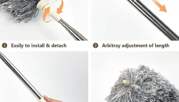 Long Microfiber Duster Extendable Cobweb Duster High Ceiling Brush