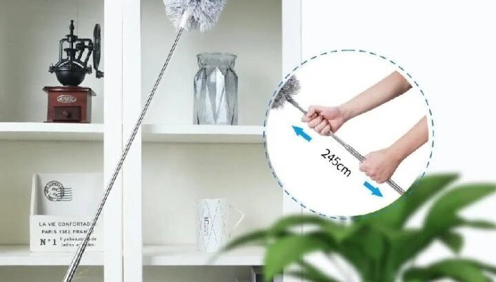 Long Microfiber Duster Extendable Cobweb Duster High Ceiling Brush