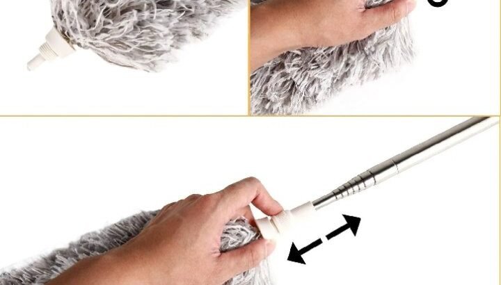 Long Microfiber Duster Extendable Cobweb Duster High Ceiling Brush