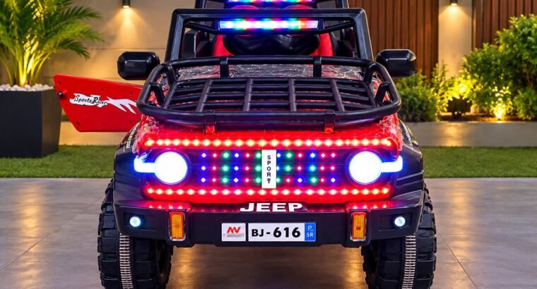 Kids Electric Ride On Jeep Car | Remote Control, LED Lights, Double Se