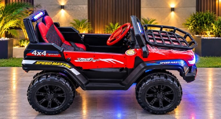 Kids Electric Ride On Jeep Car | Remote Control, LED Lights, Double Se