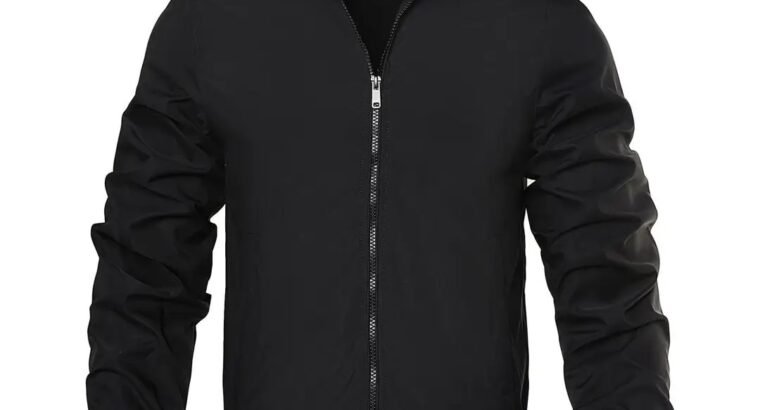 Men’s Black Casual Zipper Jacket – Winter