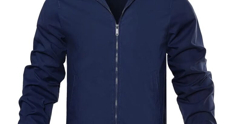 Men’s Black Casual Zipper Jacket – Winter...