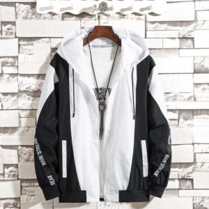 Men’s Korean Style Hooded Jacket – Black & White