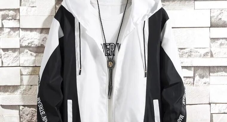 Men’s Korean Style Hooded Jacket – Black & White
