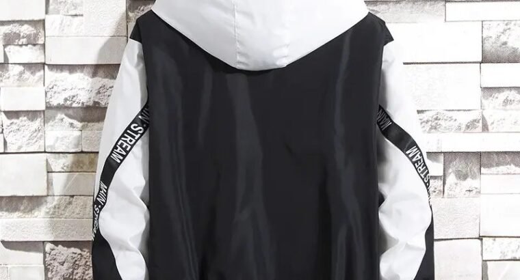 Men’s Korean Style Hooded Jacket – Black & White