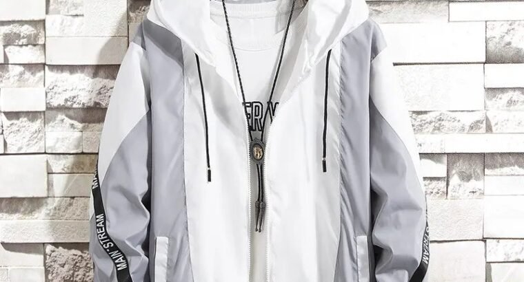 Men’s Korean Style Hooded Jacket – Black & White