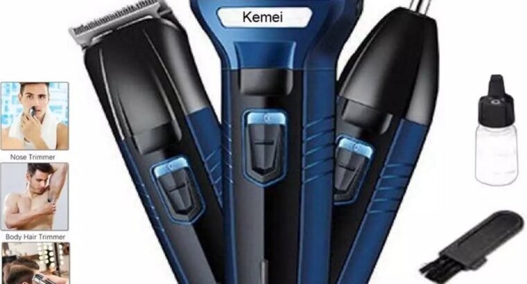Kemei 3-in-1 Rechargeable Beard Trimmer Kit Blue KM-63