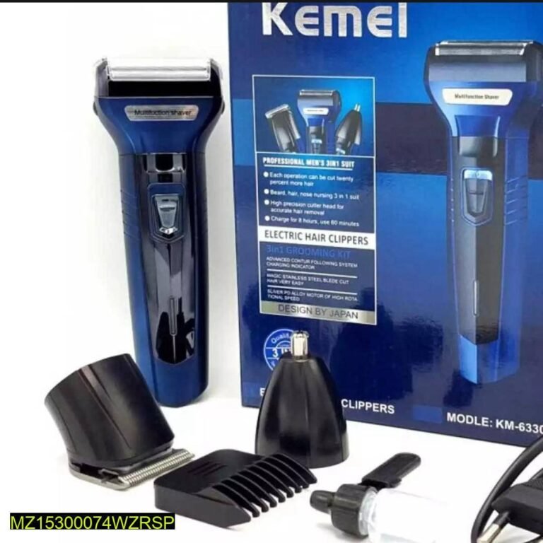 Kemei 3-in-1 Rechargeable Beard Trimmer Kit Blue KM-63