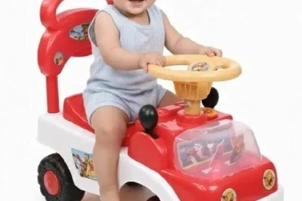 Pink Kids Riding Car with Music & Lights